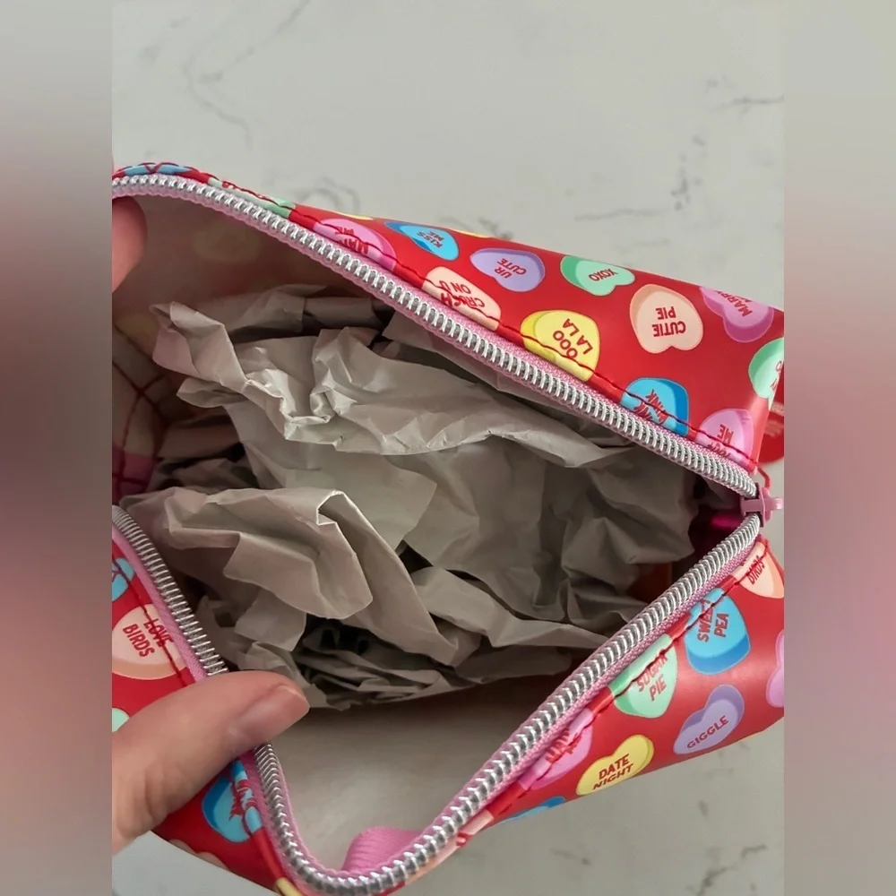 Sweethearts Cosmetic Makeup Bag – Candy Heart Print – NEW